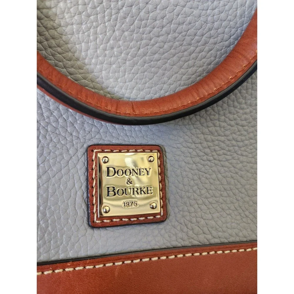 Dooney & Bourke Large Gray Pebbled Leather Domed Satchel Bag